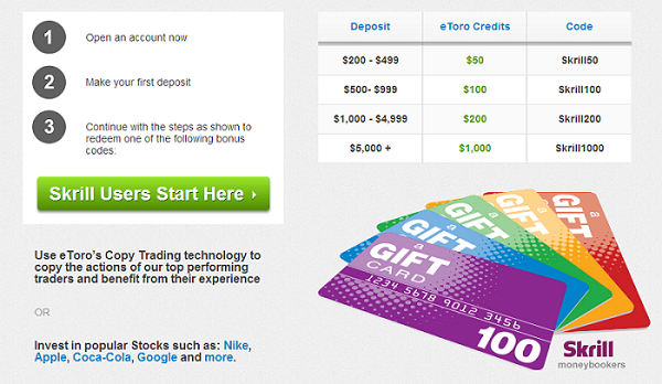 eToro teams up with Skrill to give you up to $1000 on your first deposit